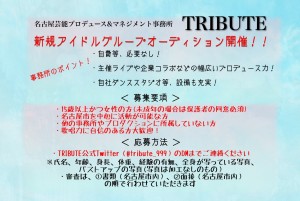 オーディション [名古屋]TRIBUTE 新規アイドルプロジェクト メンバー募集 主催：TRIBUTE、カテゴリ：アイドル(東京以外)
